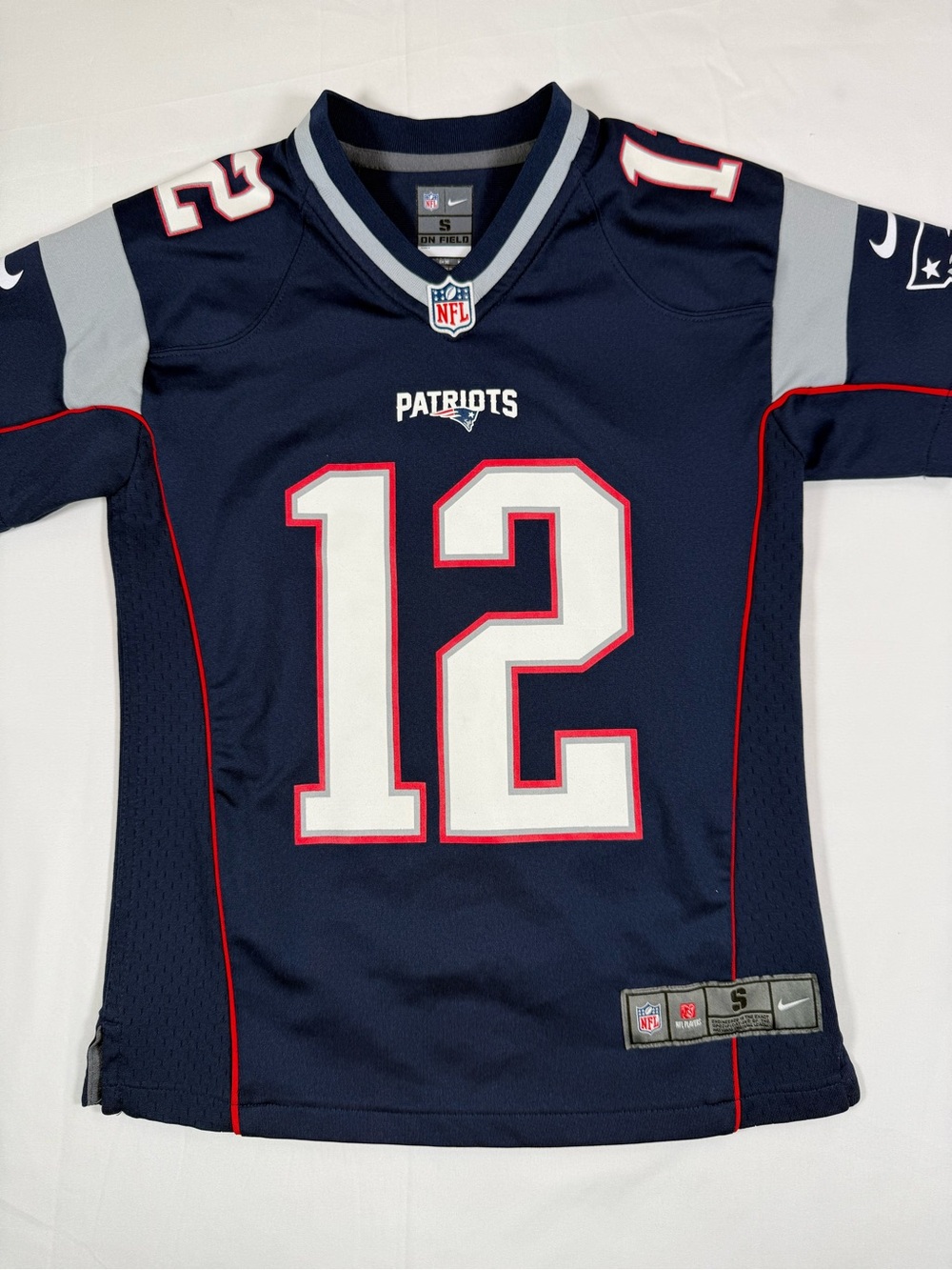NIKE Boys Tom Brady Patriots On Field Jersey Small 8 NFL Football #12 Collector